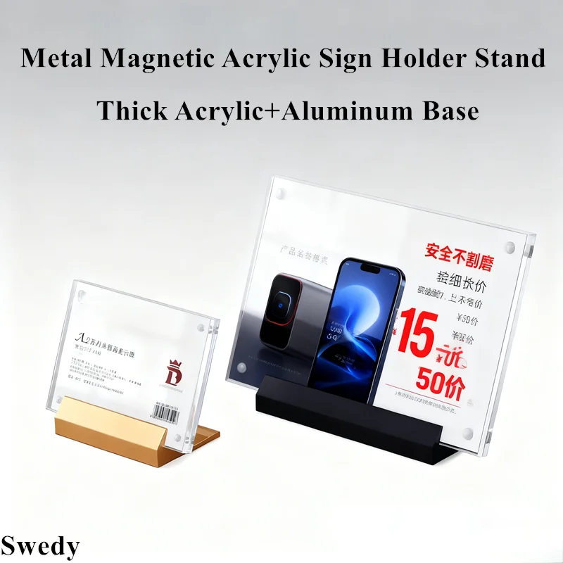 5 Pieces 75x55mm / 90x60mm Magnetic Acrylic Sign Holder Display Stand Menu Holder Small Price Name Card Tag Label Holder Stand