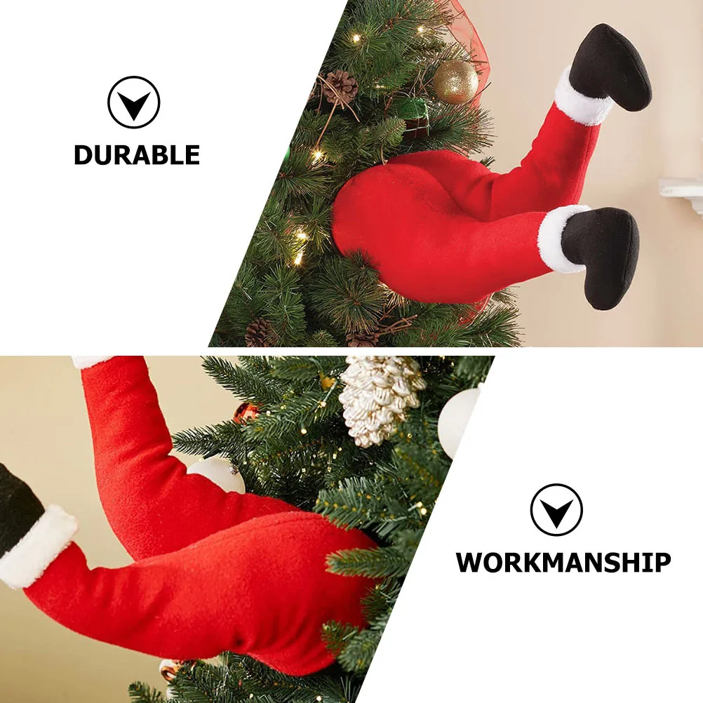 

2Pcs Xmas Santa Claus Fake Legs Decorative Stuffed Legs Christmas Tree Ornament Photography Prop Festival Decoration