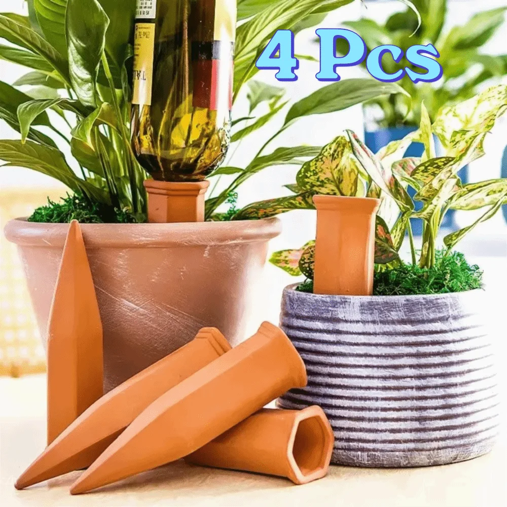 4PCS Automatic Terracotta Self Watering Spikes Effort-saving Wear-resistant Plant Drip Irrigation Device Uniform Seepage