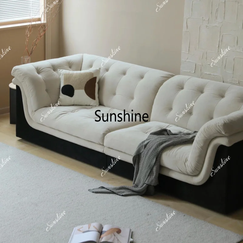 

Retro style lazy, sofa design, black and white color matching lazy straight row living room