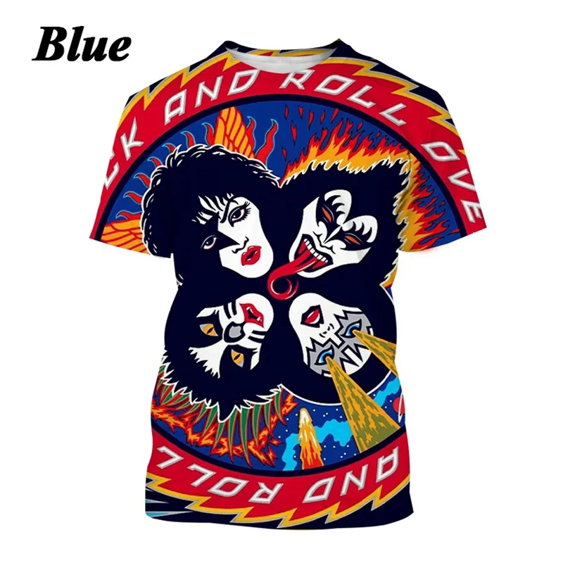 T-shirts KISS Band Rock 3D Print Summer Tees Streetwear Crew Neck Short Sleeve Hip Hop T Shirt Oversized Men Women kids Tops