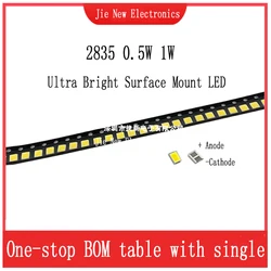 100個高輝度smd led 2835 1ワット0.5ワット0.2ワット白3v 6v 9v 18v 36v 150MA/100MA/30MA/60MA/80MA 6000-6500 18k 100個高高輝度