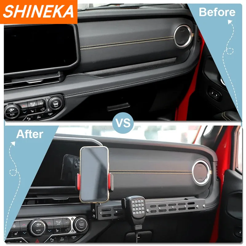 SHINEKA Co-Pilot Handle Phone Holder GPS Mount Bracket for Jeep Wrangler JL Gladiator JT 2024 Up Car Interior Accessories