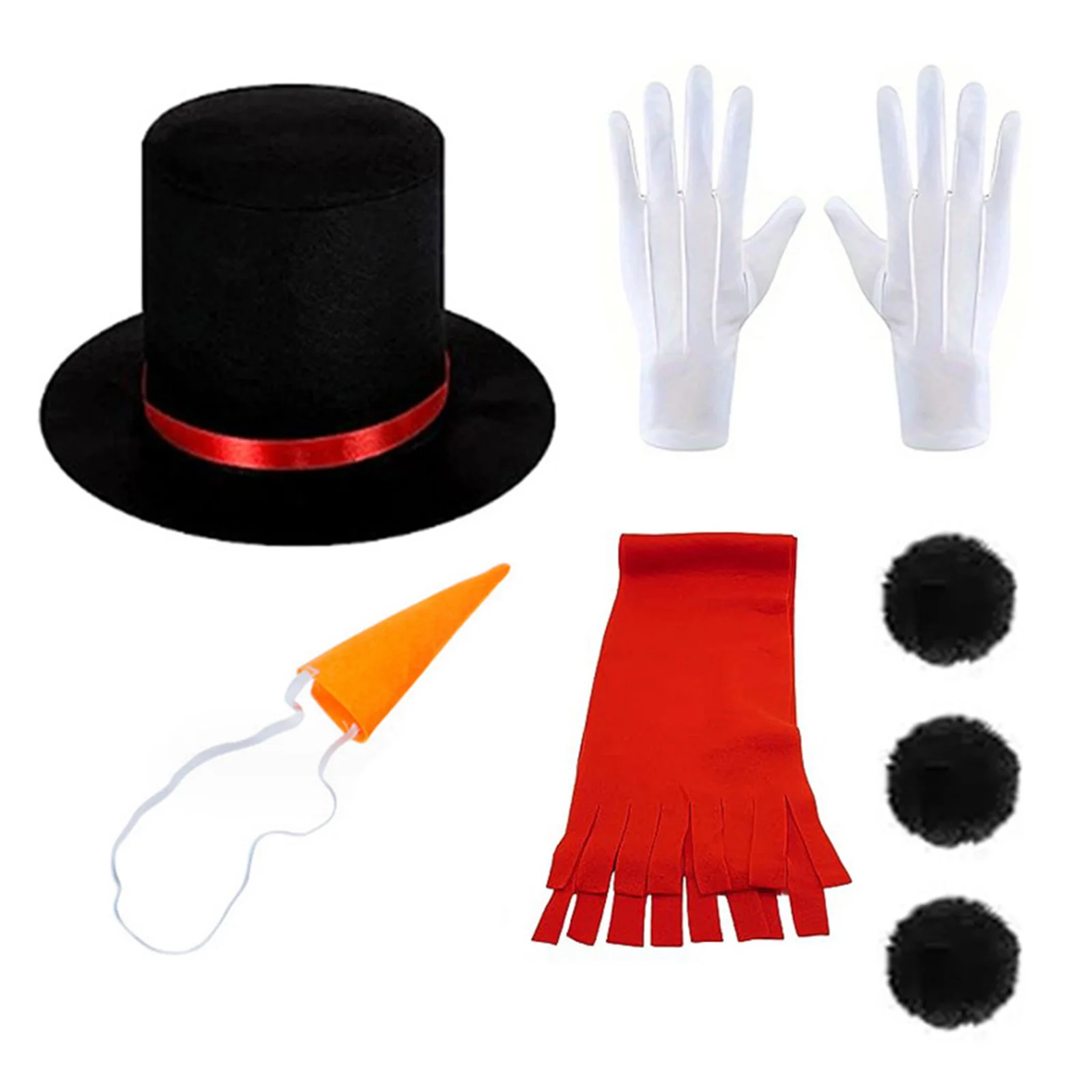 Zestawy akcesoriów do kostiumu bałwana, kostium świąteczny, cosplay bałwana, kapelusz, marchewkowy nos, szalik, rękawiczki, pompony, itp.