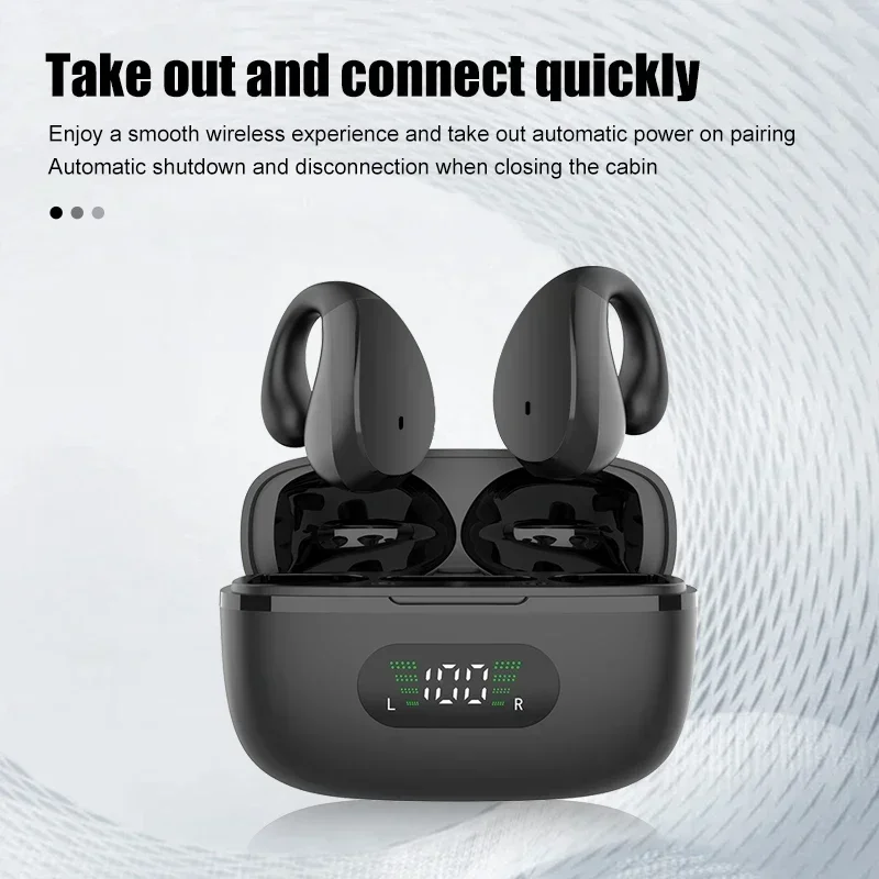 Practical Wireless Earphones LED Power Digital Display Wireless Headsets Zero Delay Call Bone Transmission Wireless Headsets