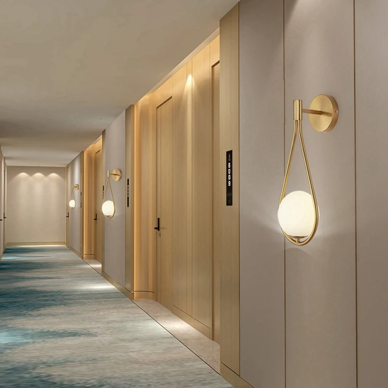 Brass Wall Lamps Minimalist Glass Ball Wall Light Bedroom Living Room Bathroom Hallway Lighting Fixtures B-AD23