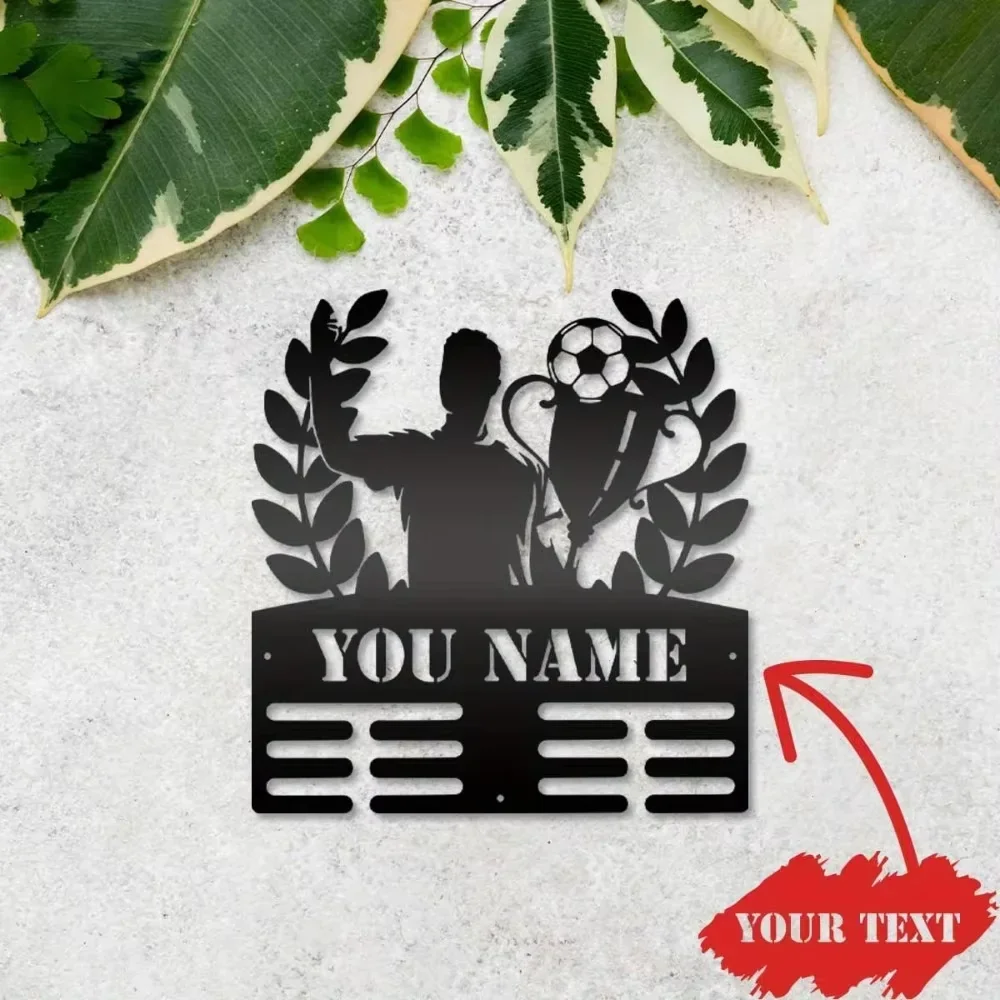 Distinctive 1pc Custom Soccer Trophy Wall Display. 12 - Slot Metal. Ideal for Athletes' Decor.