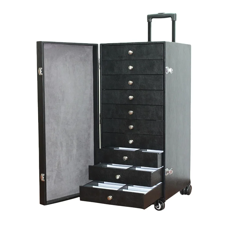 

New Design Sunglasses Storage Eyewear Display Suitcase Eyeglasses Cabinet with Wheels for Travel