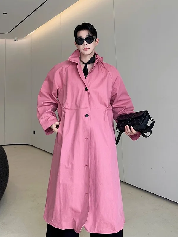 

Новое осеннее мужское длинное пальто-тренч из алюминиевой проволоки, гибкое, модное, свободного кроя, с длинными рукавами, на одной пуговице, из чистой ткани.