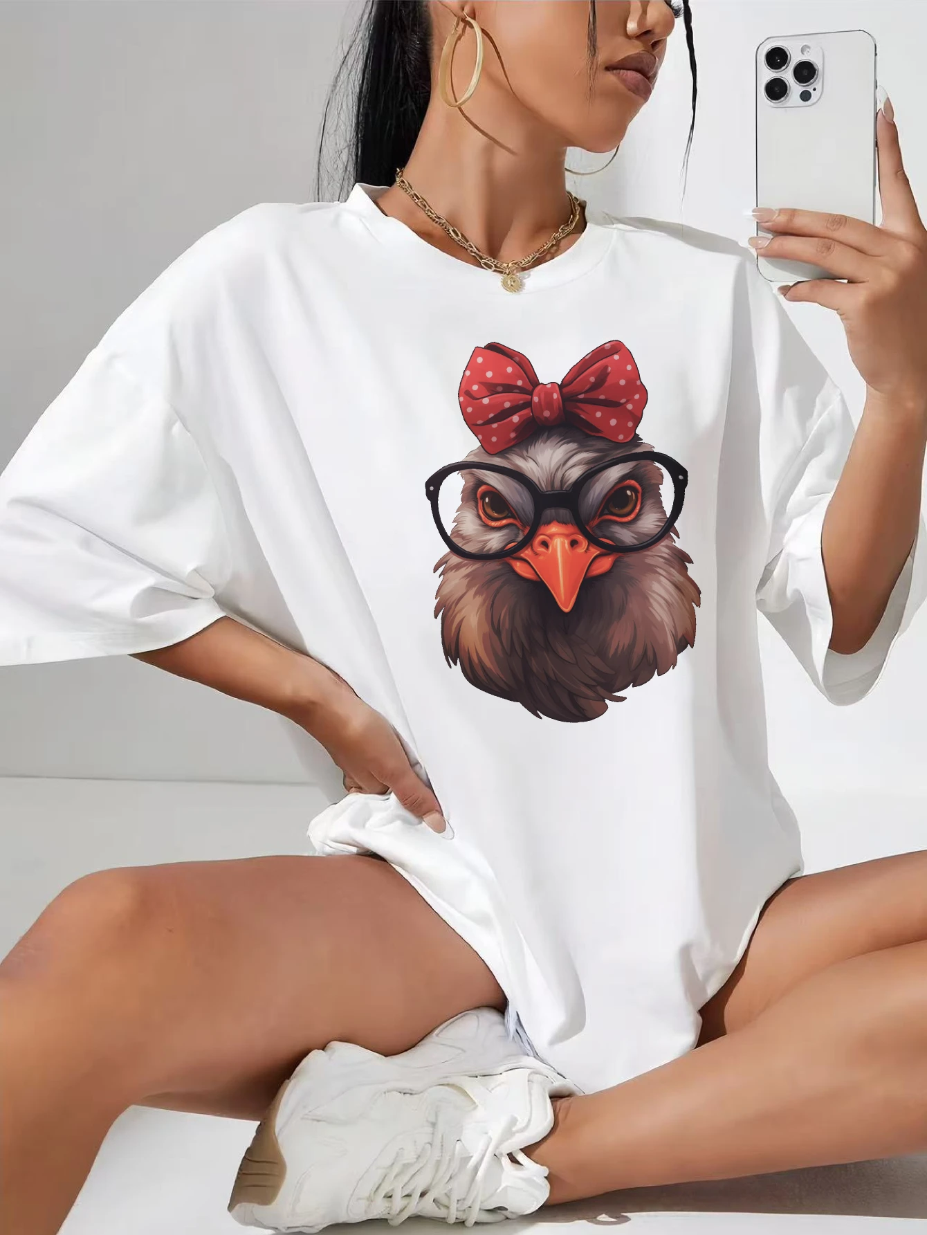 

Vintage Halloween Design Plus Size White Crew Neck T-Shirt Women Cotton Soft Comfy Loose Fit Shirt with Cute Halloween Print