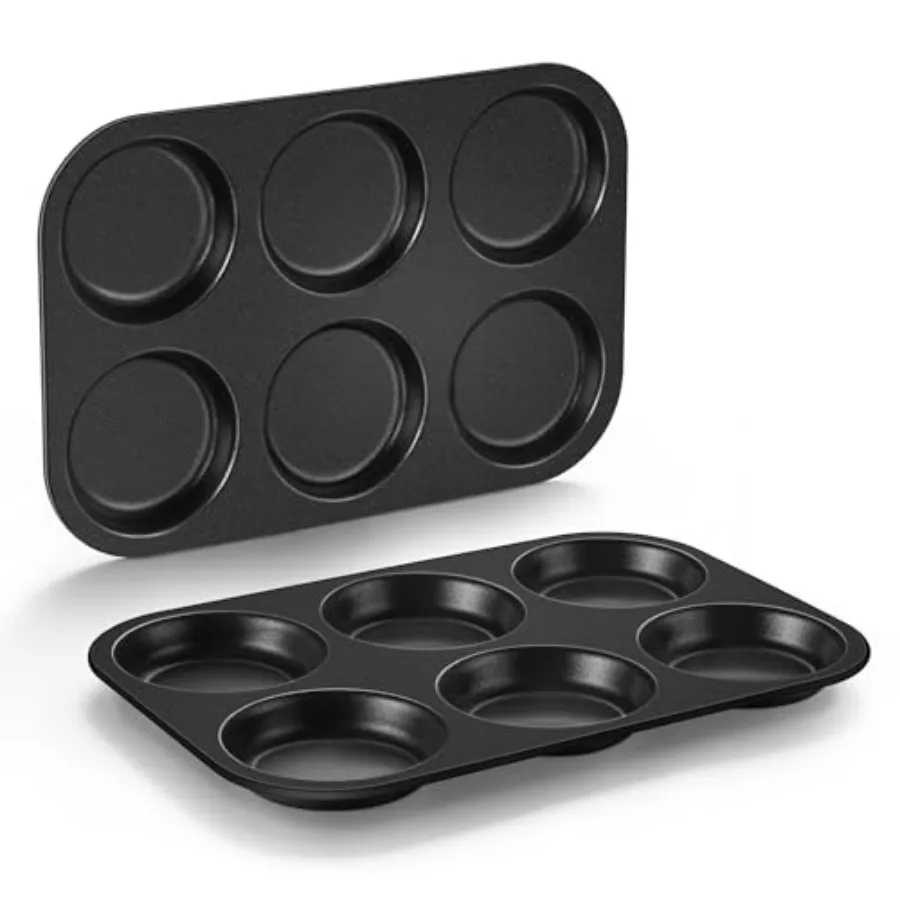 

Muffin Top Pan Set of 1, Stainless Steel 6-Cavity Shallow Cupcake Pans, Standard Bakeware for Eggs, Whoopie Pies, Cornbread, Co