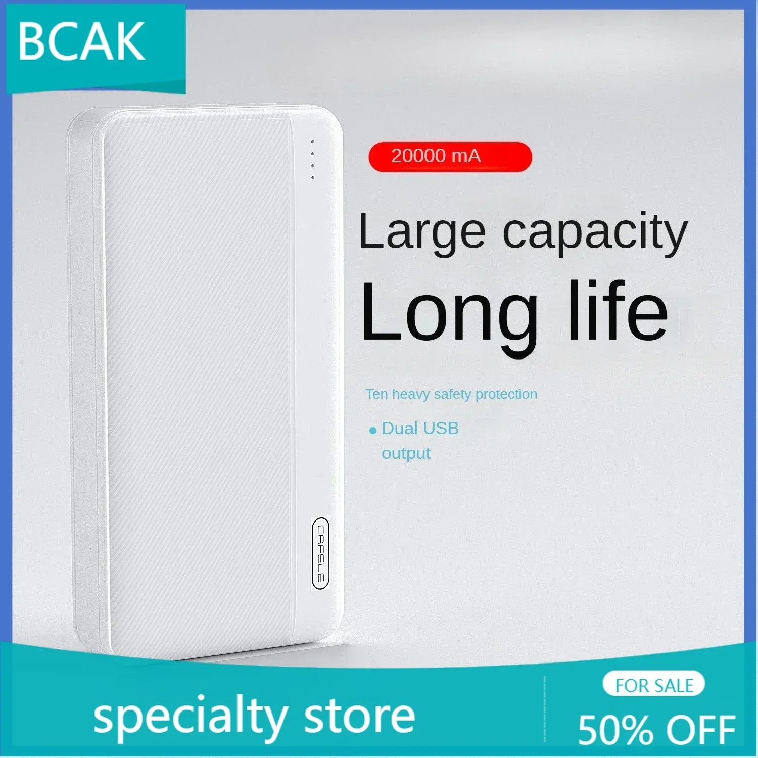 BCAK  Specialty Store  Large Capacity Power Bank 200000mAh / 20000mah Fast Charging Portable for Android Mobile Phone Universal