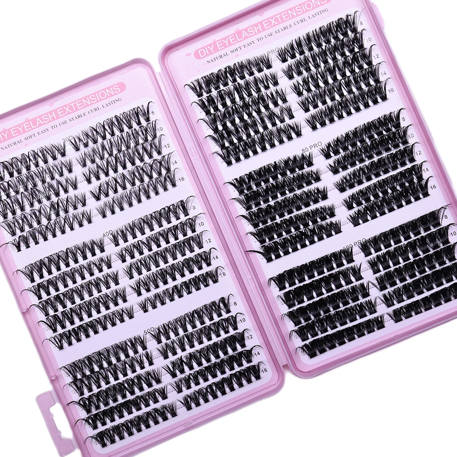 530 Stück Einzelwimpern Cluster Wimpern Natürliches Aussehen Gemischtes Tablett DIY Wimpernverlängerung Volumencluster Wimpern – Detail 2