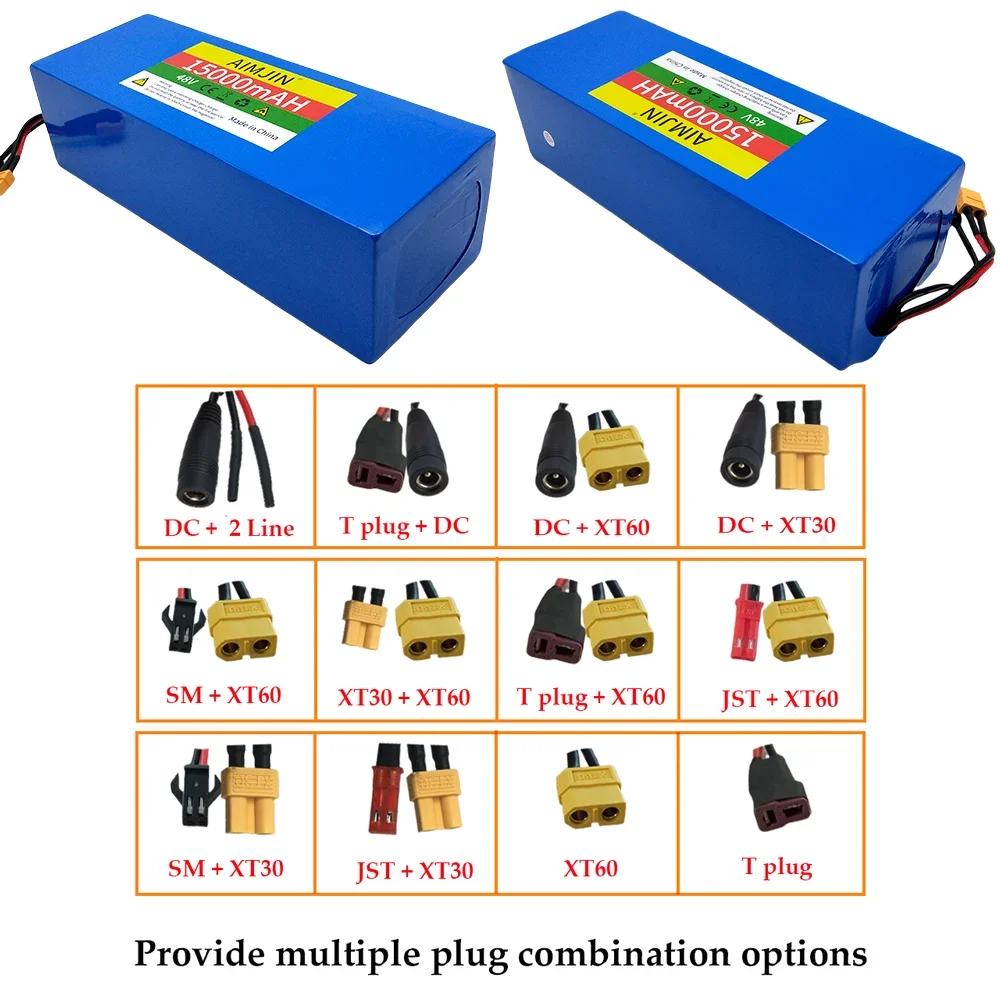 AIMJIN 48V/54.6v 15Ah 13s4p Power Battery pack 18650 Lithium built-in BMS protection for Electric Tool Weeding Machine