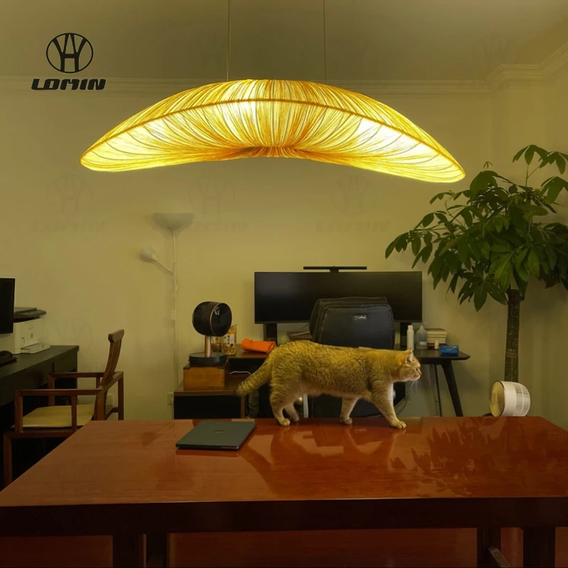 Nordic Minimalist LED Ceiling Pendant Lamp Wabi Sabi Fabric Light Bar for Dining Table Home Decor Hanging Lustre Fixtures