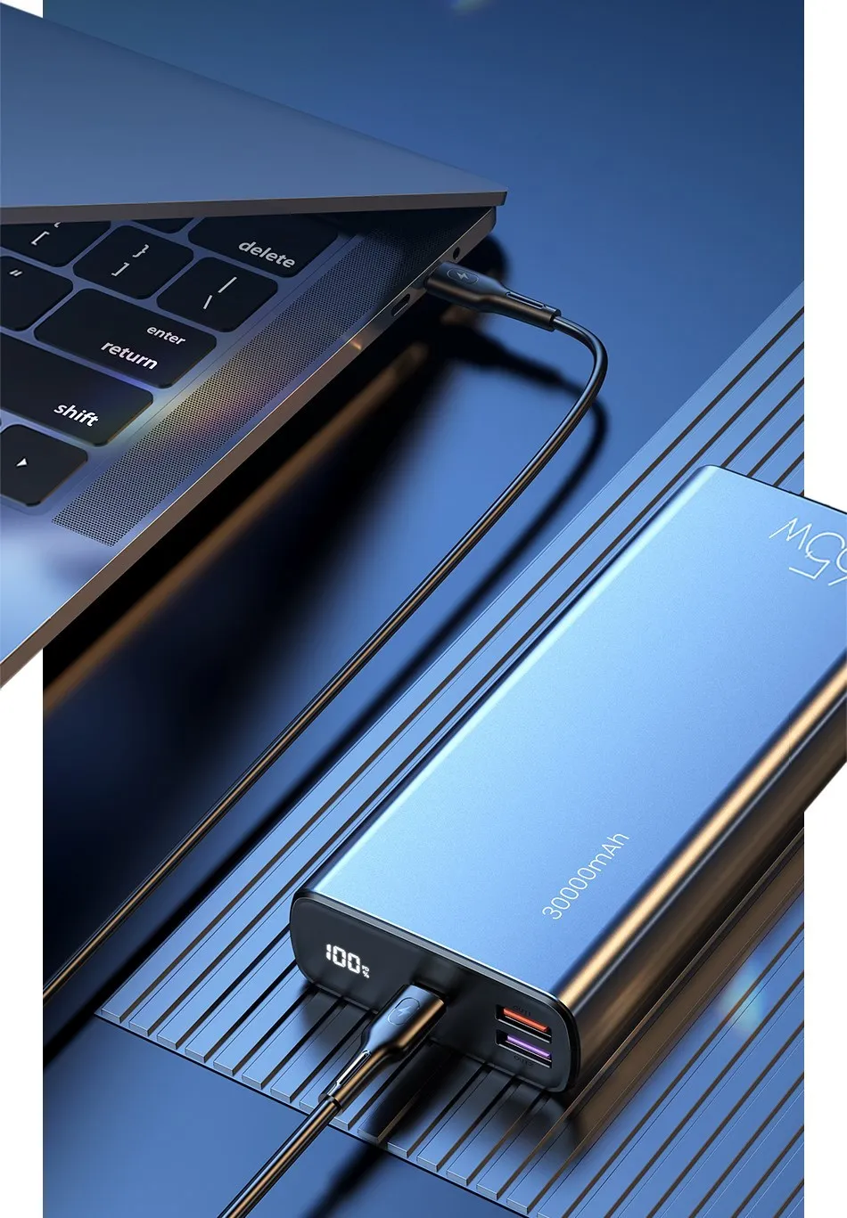 30000mAh 65 واط شحن سريع بنك الطاقة PD QC AFC FCP PPS Powerbank بطارية خارجية لأجهزة الكمبيوتر المحمول اللوحي الذكي التبديل