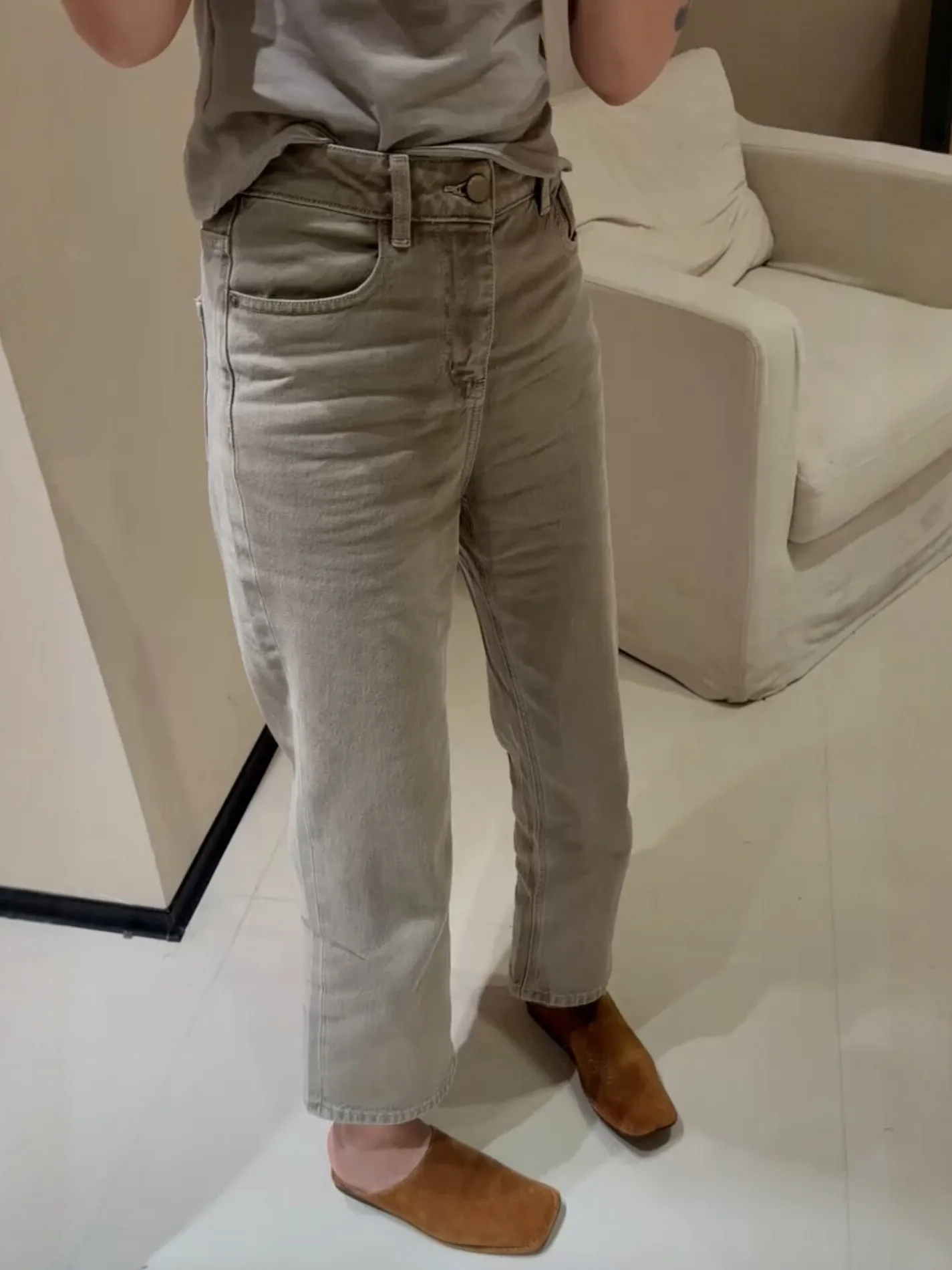 High Waist Straight Leg Denim Jeans Women's Early Autumn New Style French Bread Pants Nine Point Elastic Cigarette Pants