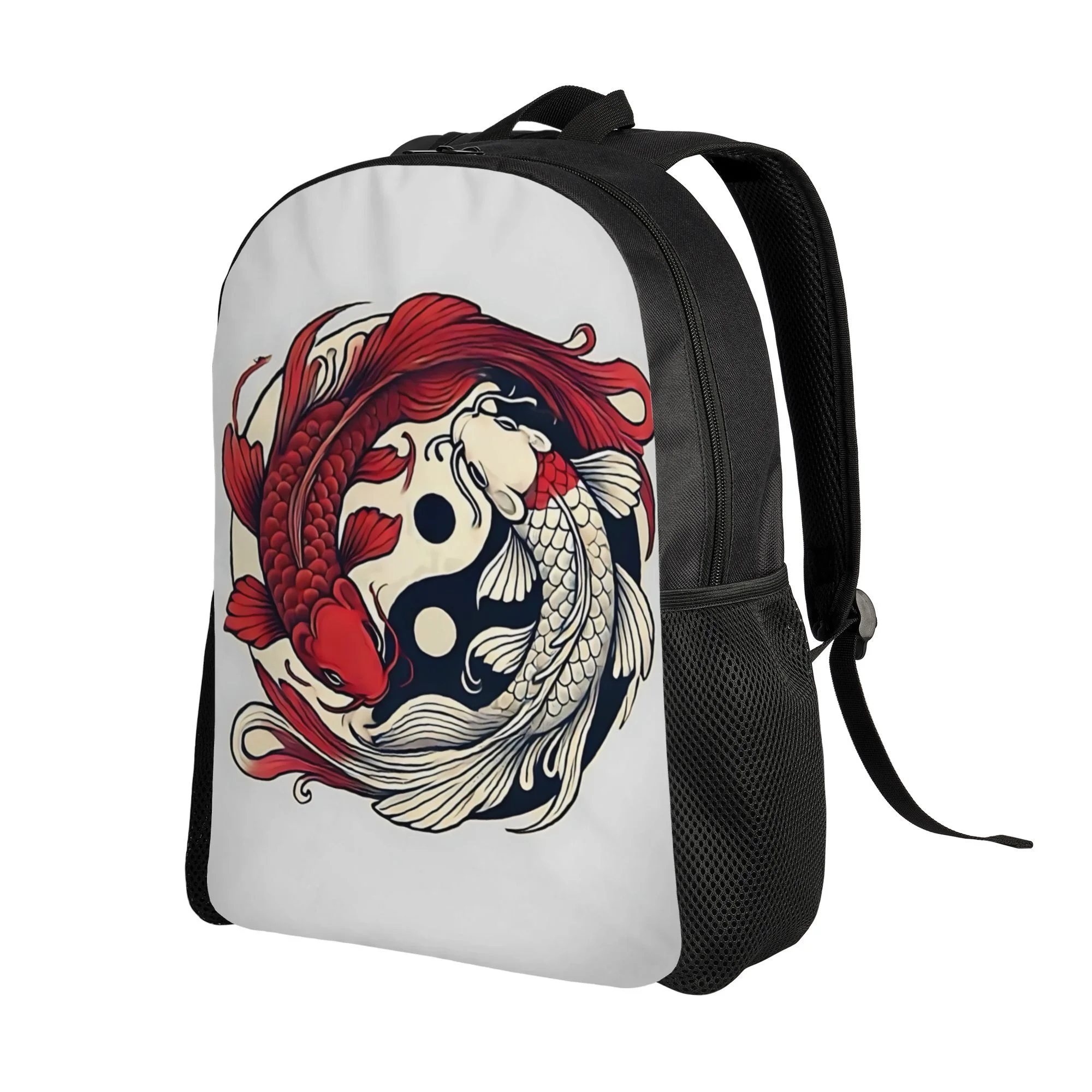 

Школьный рюкзак с принтом рыбок Инь и Ян, подходит для старшеклассников и офисных работников - легкий рюкзак на молнии.
