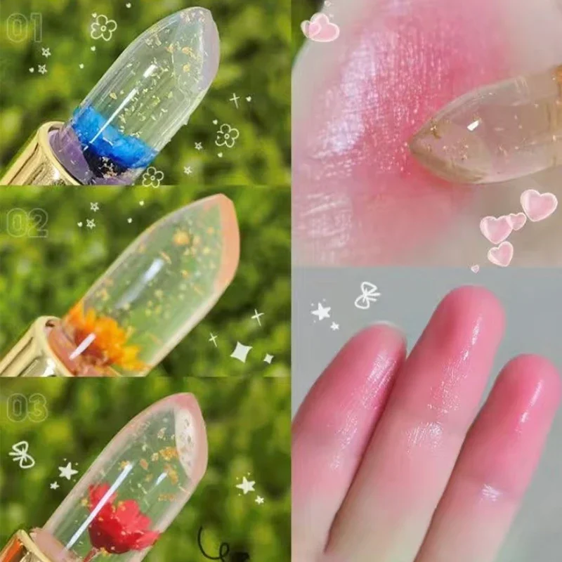 Flower Jelly Transparent Lip Balm Lipsticks Lasting Moisturizer Crystal Jelly Lipsticks Temperature Color Changing Lips Care