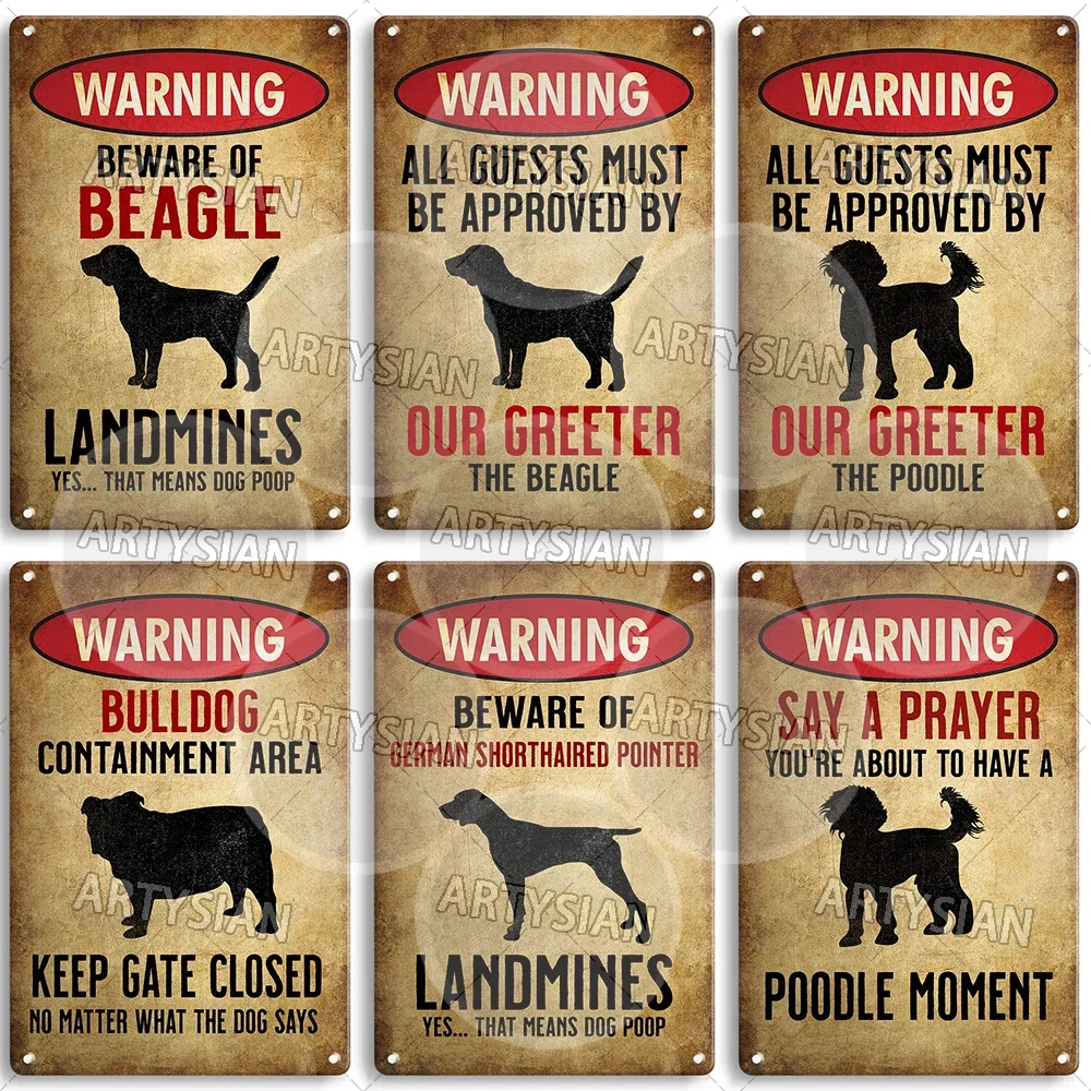 احذر من علامة معدنية تحذيرية للكلاب أستراليا كورسو فرنسي لابرادور بودل بولدوج بيغل مؤشر قصير الشعر GSP مختبر اللوحة