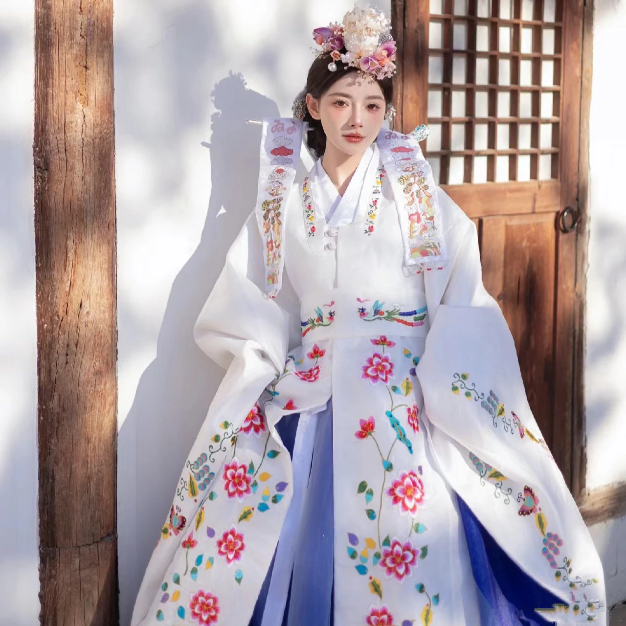 Korean Embroidery Wedding Dress for Travel Photography Hanbok Palace Costume Yanbian Korean Princess Yanji Dress