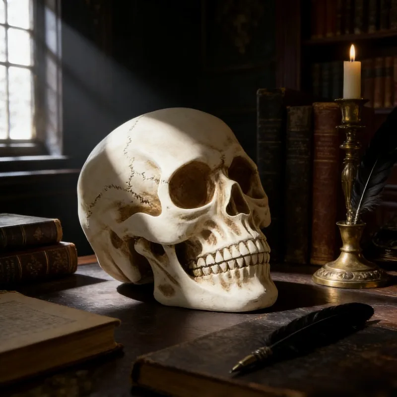 Head Skull Resin Sculpture Medical Bone Model Figurines Simulation Human Head Statue Body Art Crafts Living Room Decoration