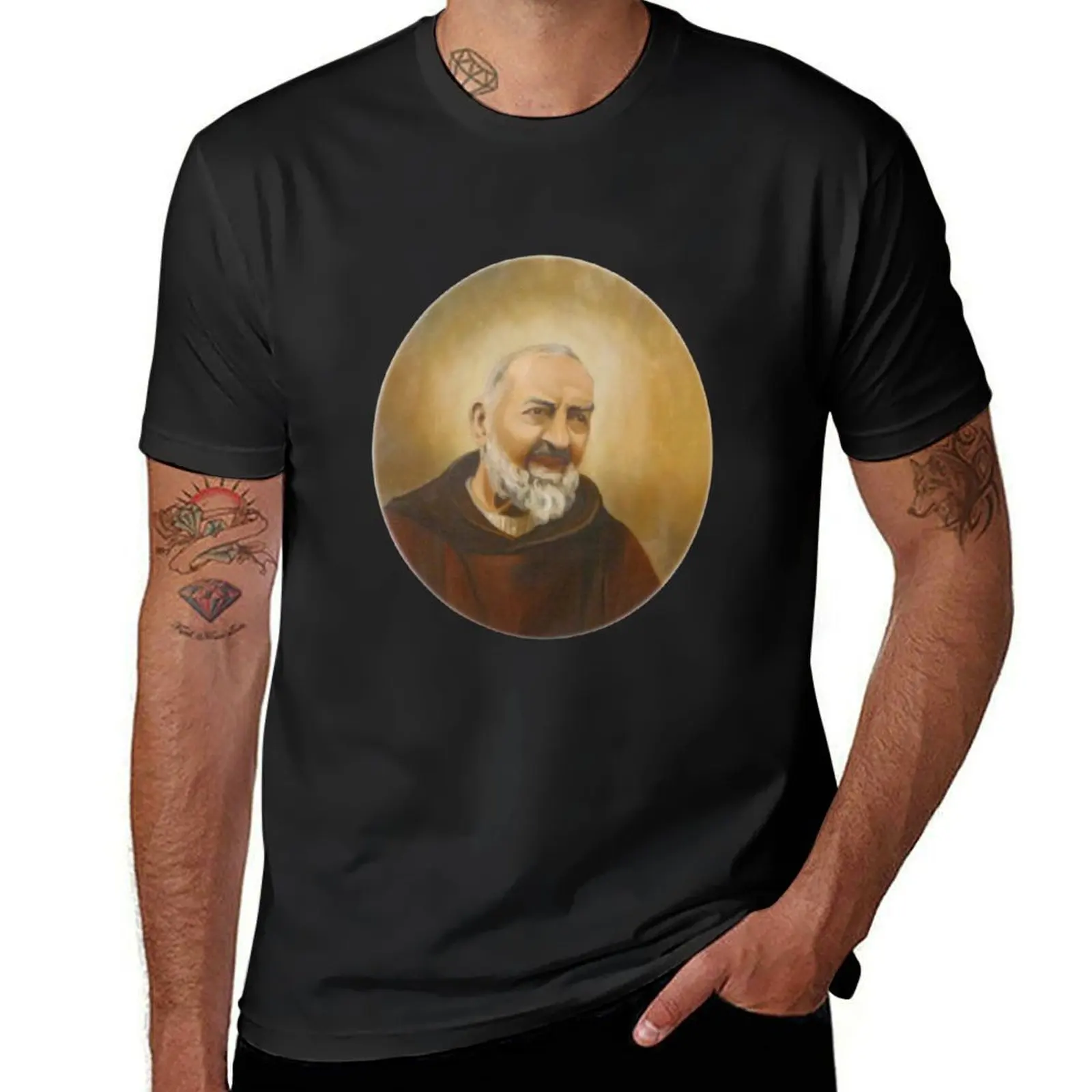 padre pio T-Shirt Aesthetic clothing Blouse customs design your own blanks mens tall t shirts