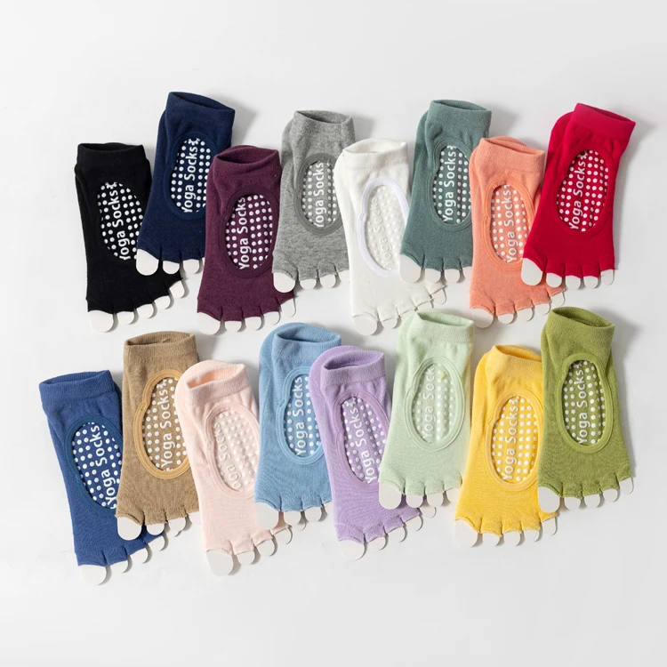 Frauen rücken freie Fünf-Zehen-Yoga-Socken rutsch feste Baumwolle Damen tanzen Balletts ocken öffnen halb atmungsaktive Fitness-Sports ocke für Pilates – Detail 32
