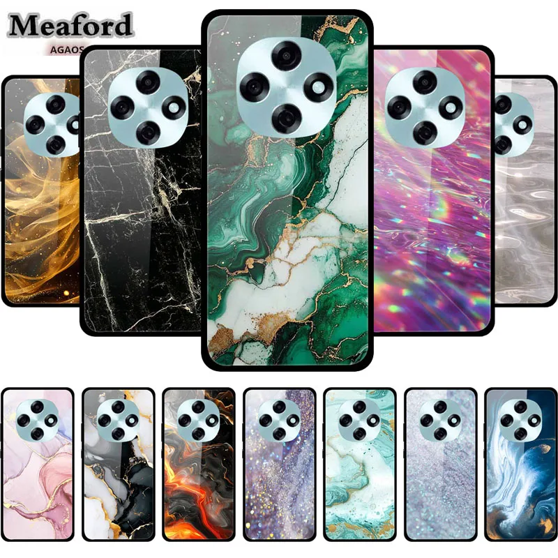 حافظة من الزجاج المقسى لهاتف OPPO A6 A5i pro غطاء ممتص للصدمات Funda لهاتف OPPO A6i A5 لون رخامي هدية جراب هاتف غطاء حماية خلفي صلب #1