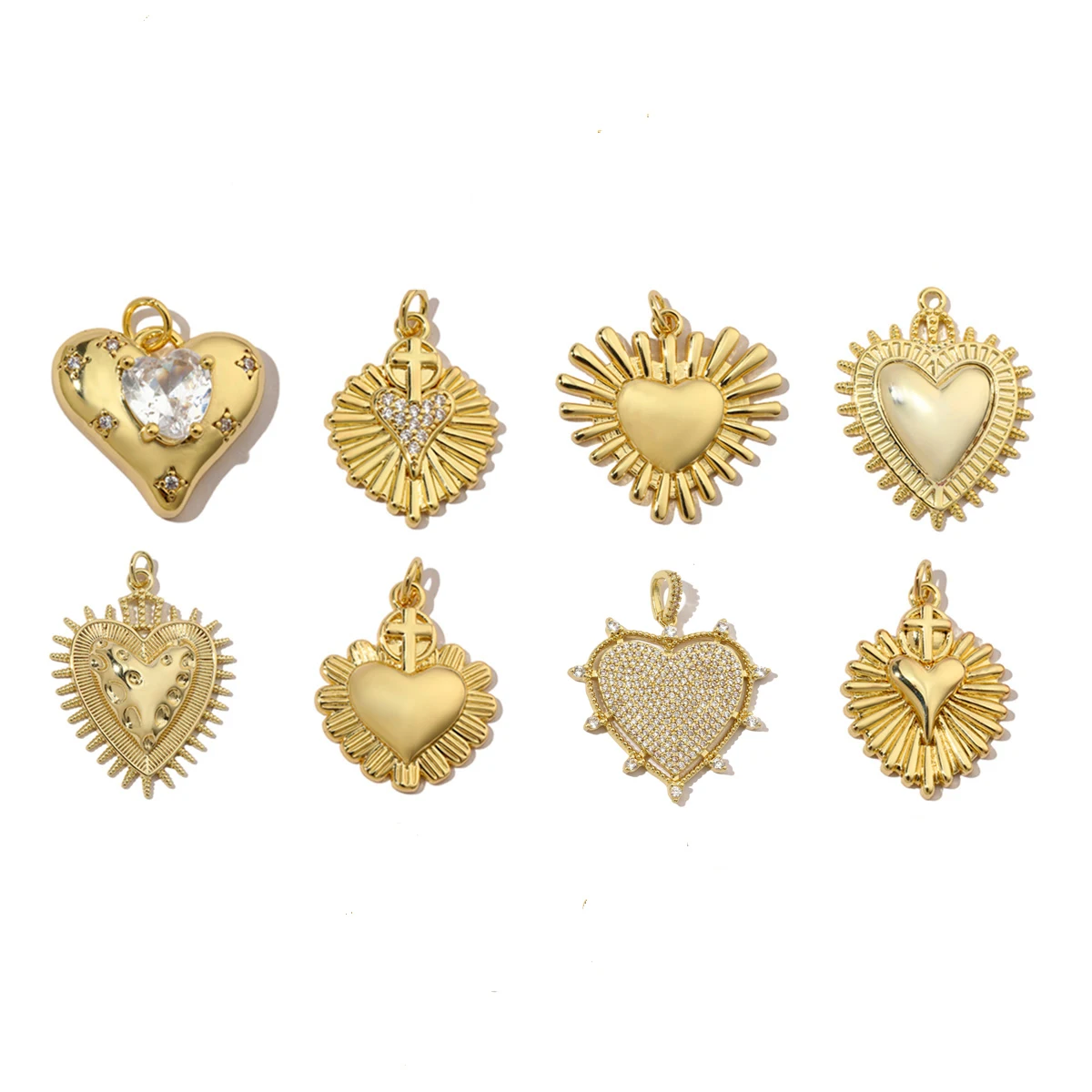 

3pcs/Lot Copper Heart Zircon Pendants Charms for DIY Fashion Jewelry Making Accessory Wholesale
