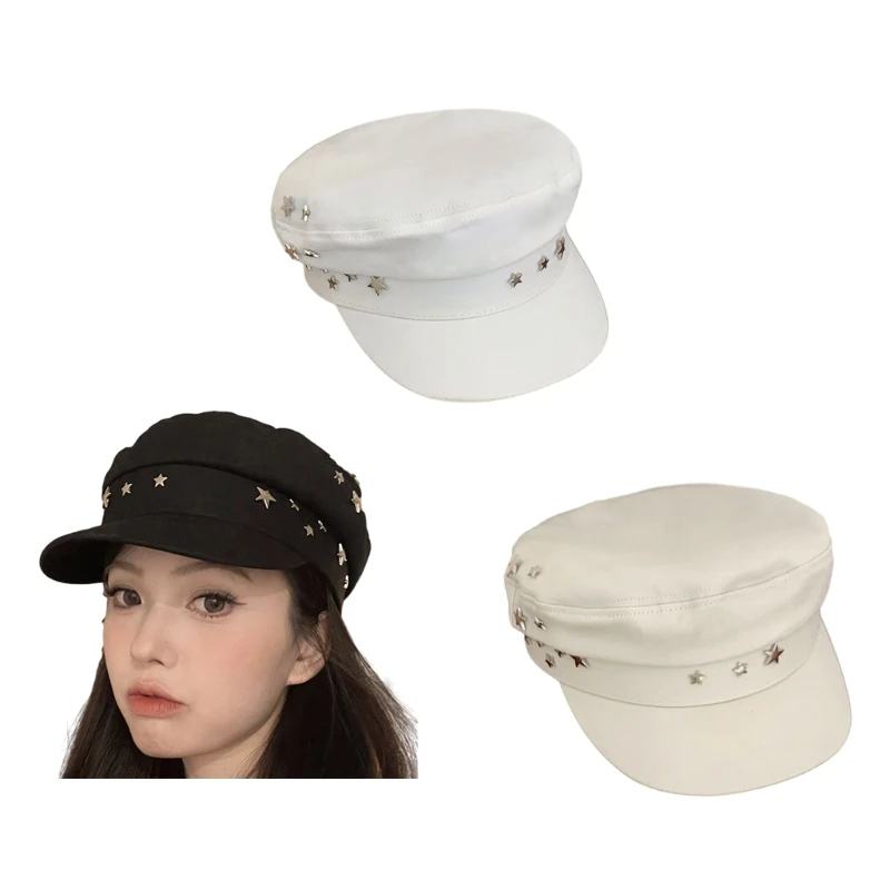 Adult Sparkling Rivet Hat Men Cotton Peaked Hot Girls Women Painter Taking Photo Camping Hat NEW