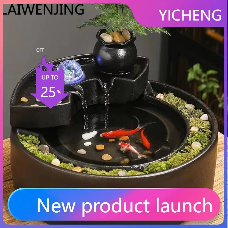 LYY  creative flowing water ornament circulating fountain ceramic lucky desktop micro-scene