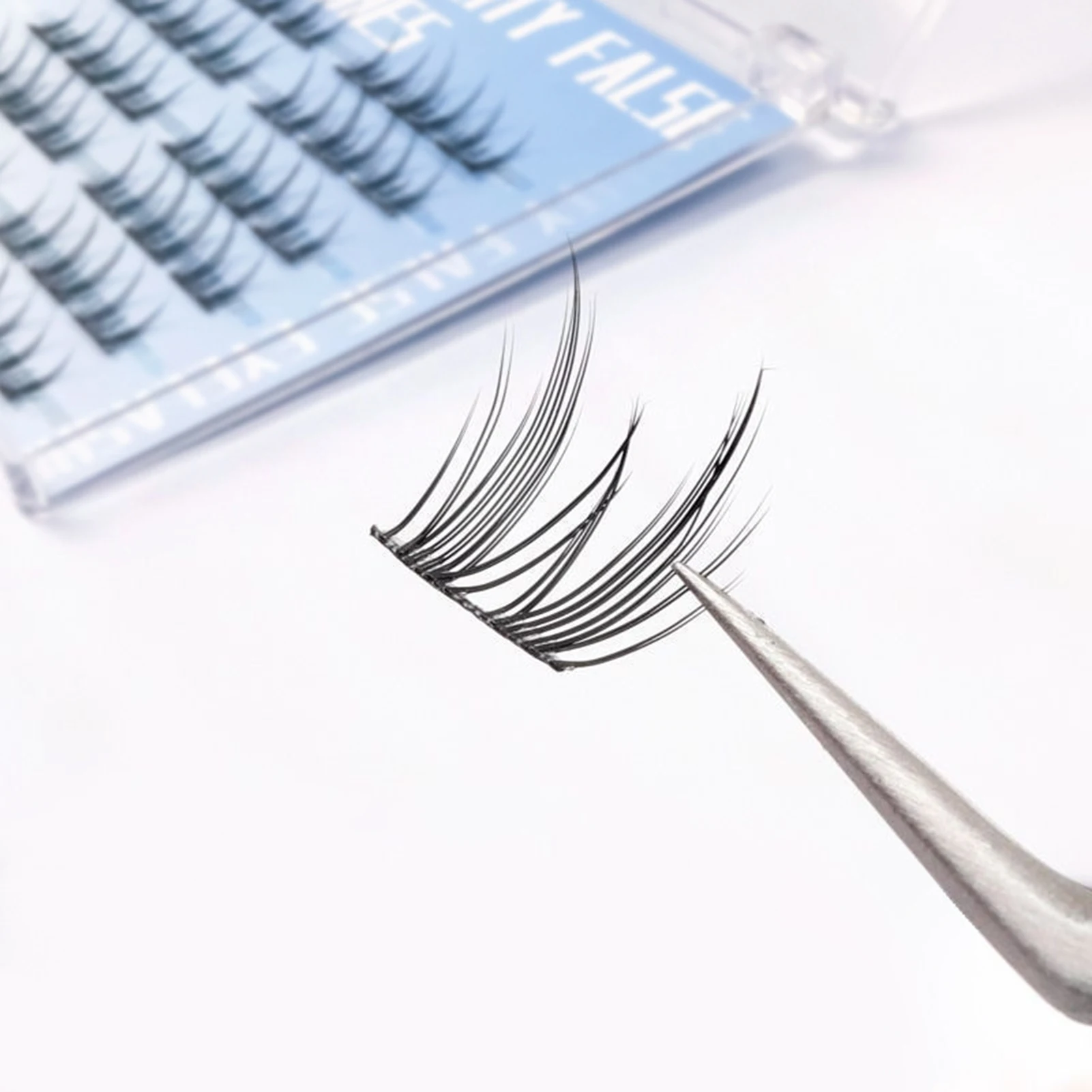 Extensões de cílios postiços finos, faça você mesmo, estilo de grupo de meninas kpop, clusters de cílios autoadesivos, cola livre, cílios individuais longos naturais