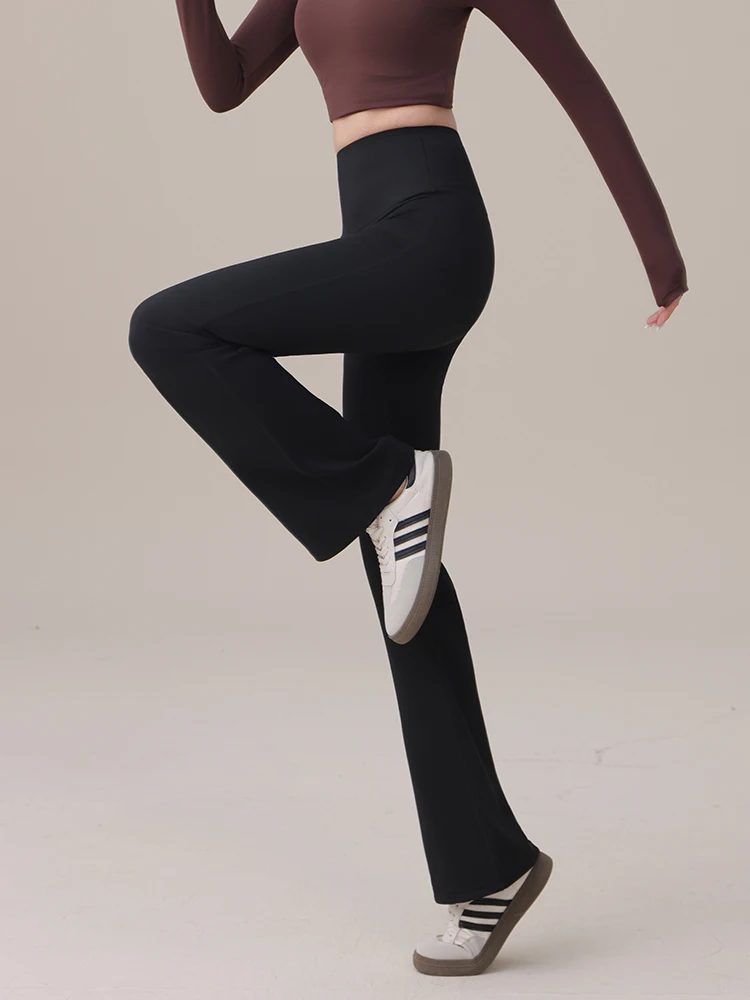 Yoga-Hose mit hoher Taille für Damen, Frühling und Herbst, Bell-Bot, Bauchkontrolle, elastisch, leicht, nicht gepolstert, ausgestellte Hose