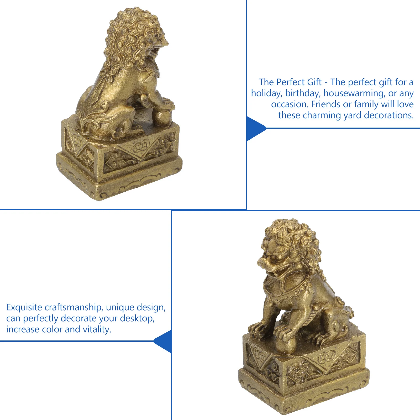 

Copper Lion Ornament Mini Statue Metal Souvenir Desktop Adornment Brass Sculpture Shape Decoration