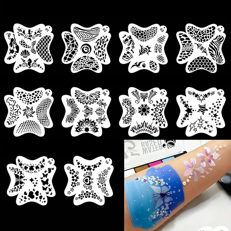 10/1Pcs Face Stencils Body Paint Template Spray Painting DIY Template For Kids Birthday Party Reusable Painting Templates