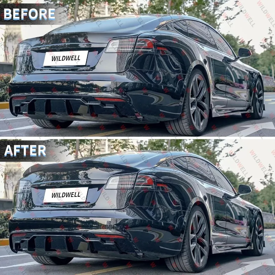 سبويلر خلفي متوافق مع 20122025 Tesla Model S Spoiler Wing Model S ملحقات شفة صندوق السيارة باللون الأسود اللامع