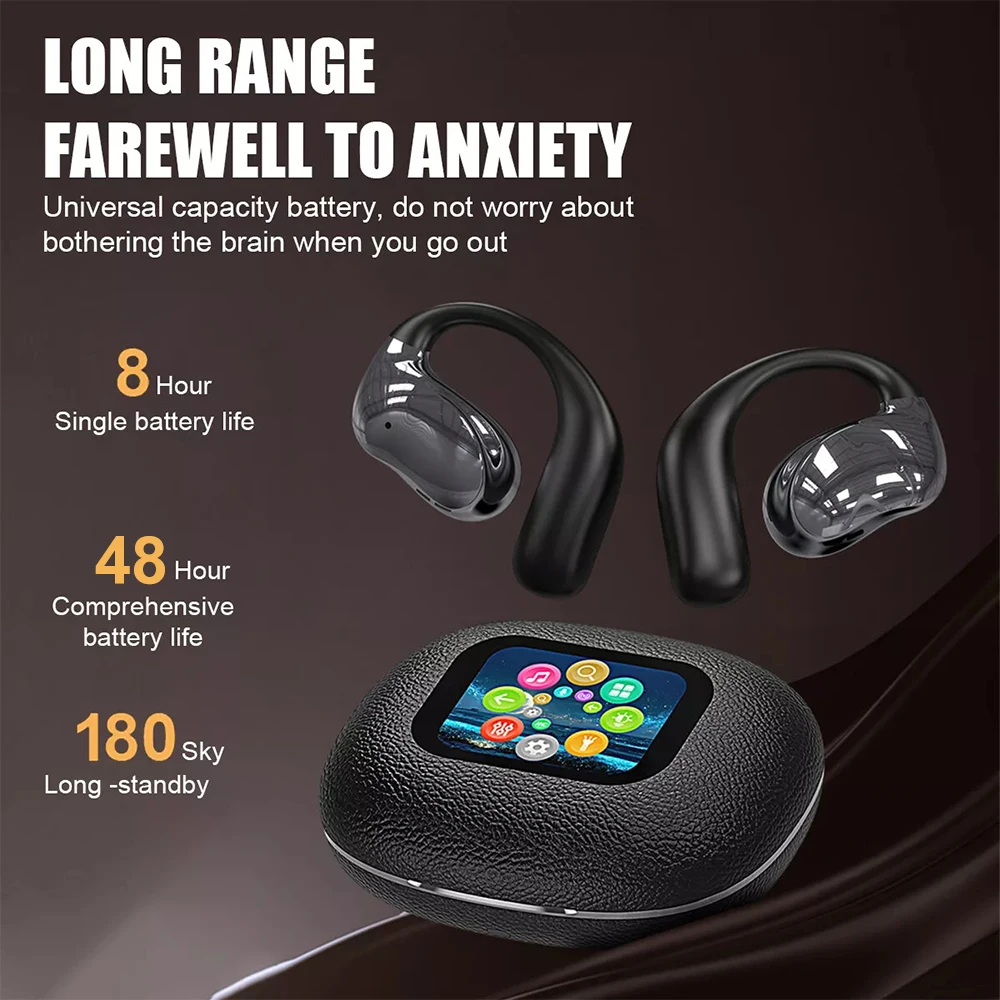 Open-Ear Wireless Headphones Color Touch Screen OWS Earphone Bluetooth 5.4 Business Headset 8 Hours Long Time Call Earphone