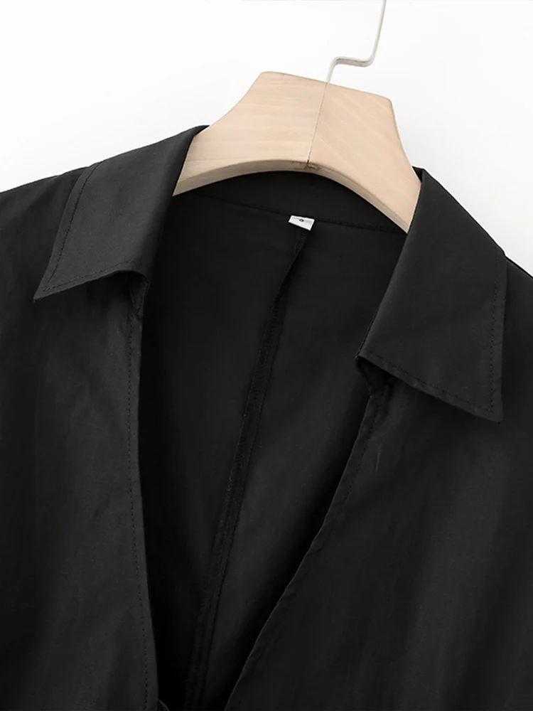 Estilo europeu nova moda feminina versátil temperamento cor sólida lapela manga longa arco decoração camisa de popeline