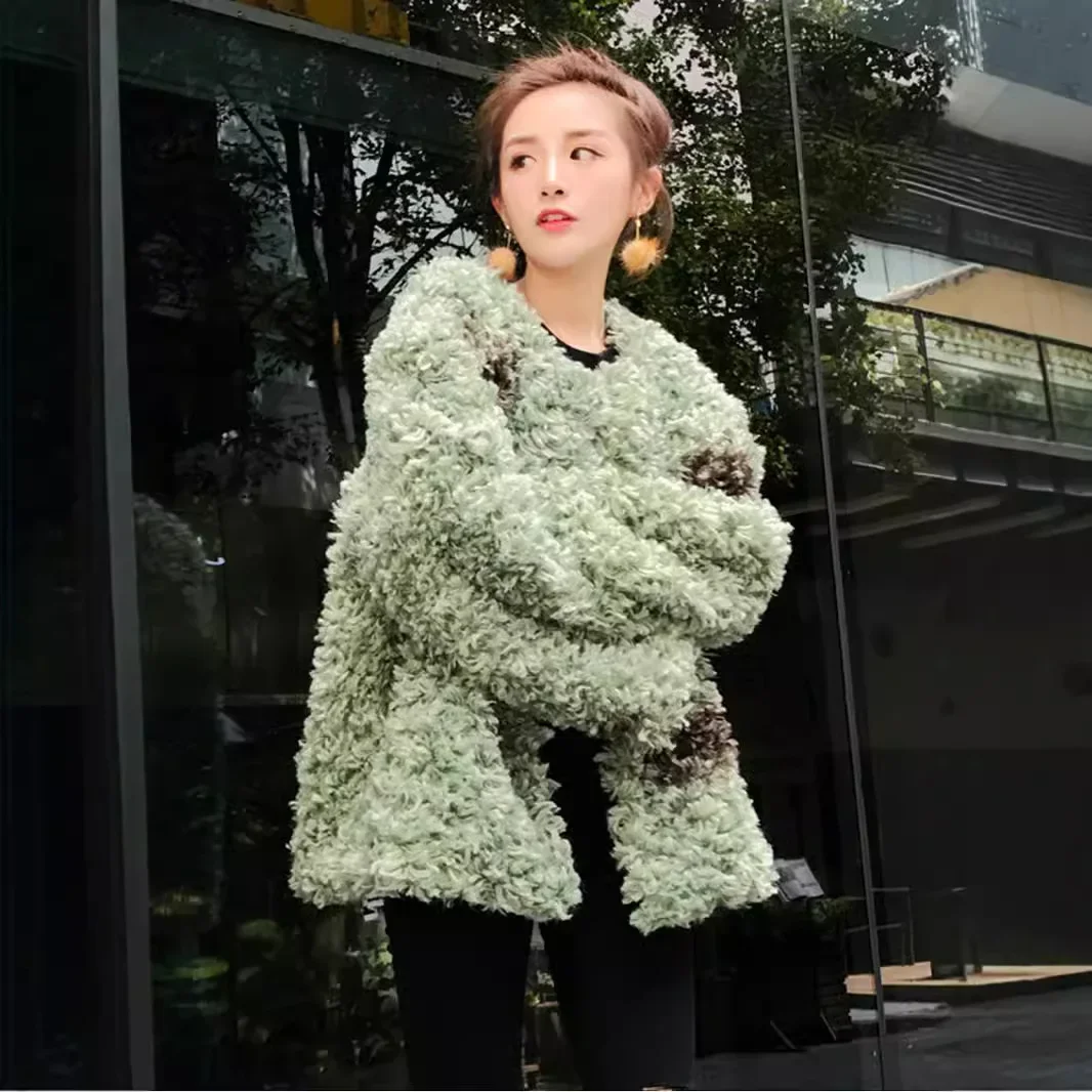 سميكة الدافئة الفراء فضفاضة الشارع الشهير عادية 2025 الخريف الشتاء فو مجعد الفراء معاطف النساء السترات فروي ملابس خارجية Y2k طويلة الأكمام