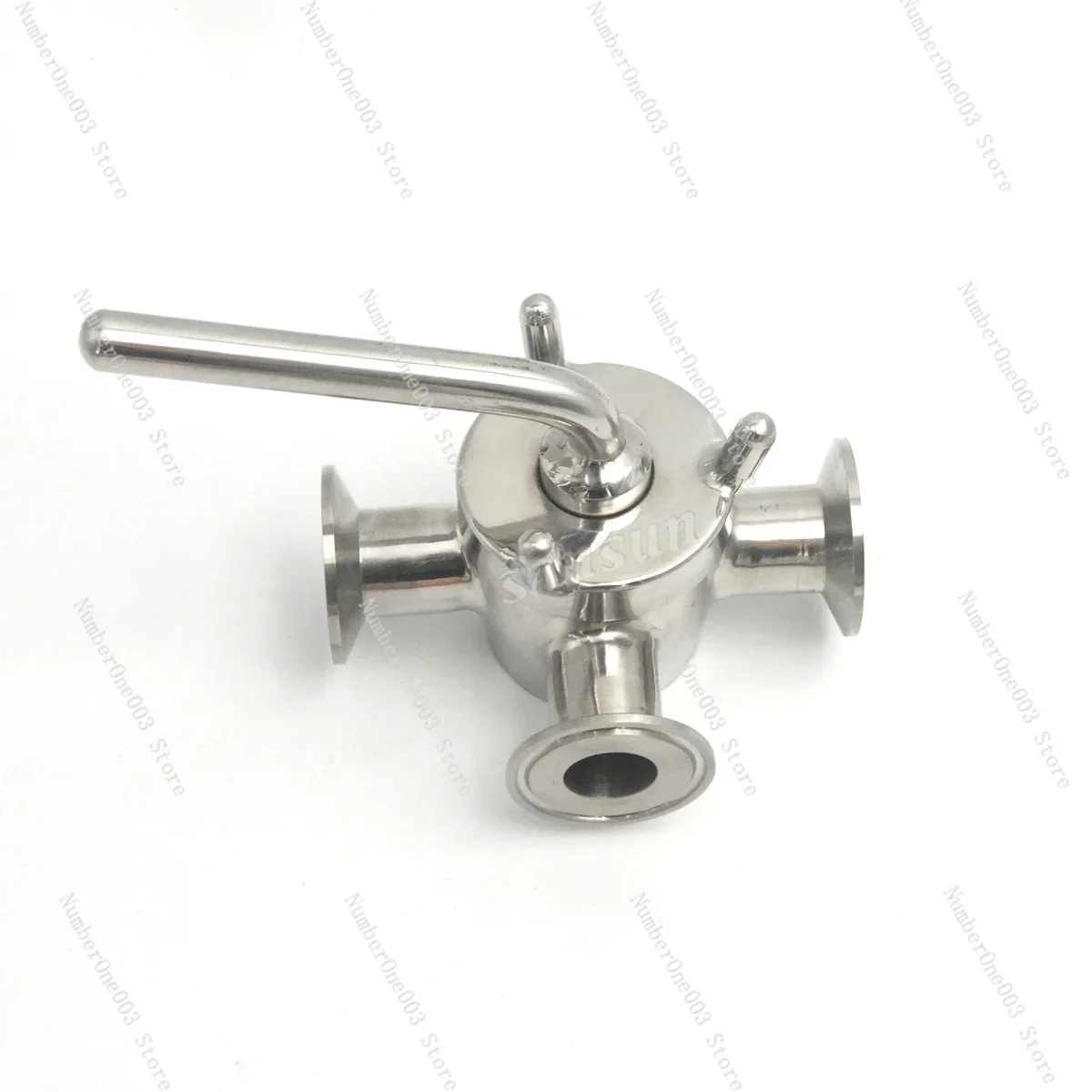 

Sanitary Stainless Steel Clamped End 3-Way Plug Cock Valve Stopcock Valve