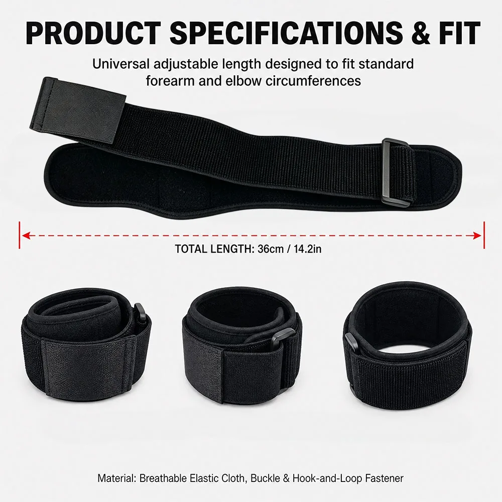 Sports Compression Elbow Brace Support Straps with GEL Pad & Adjustable Band for Tennis Golfer Relieve Tendonitis Forearm Pain