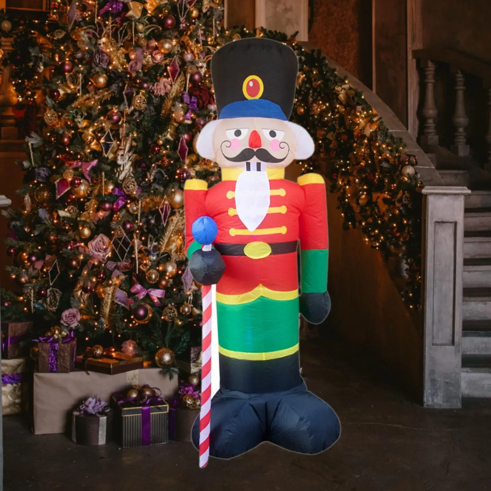 Christmas Inflatable Nutcracker with Built in Fan and Ropes Patio LED Lights