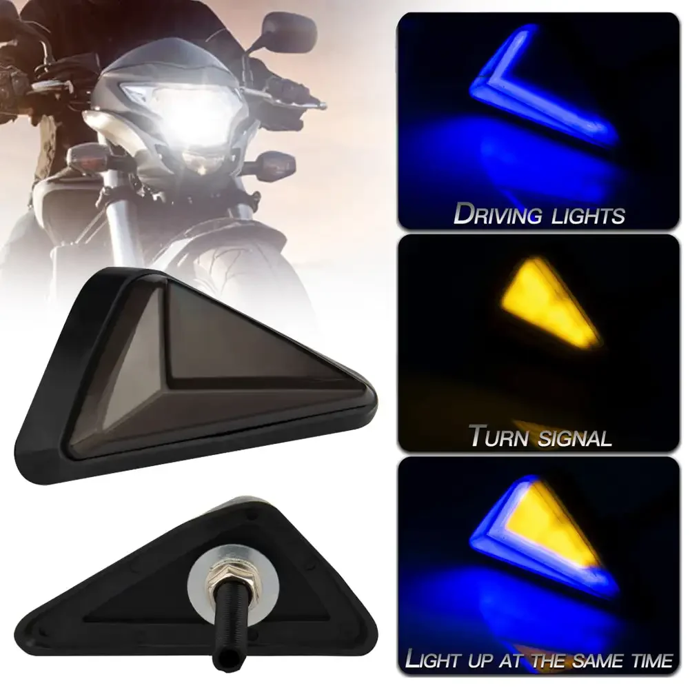 2Pcs Motorcycle Flush Mount Triangle Turn Signal Light LED L-shape Indicator Lamp DRL Blinker Waterproof Led Flashing Lights