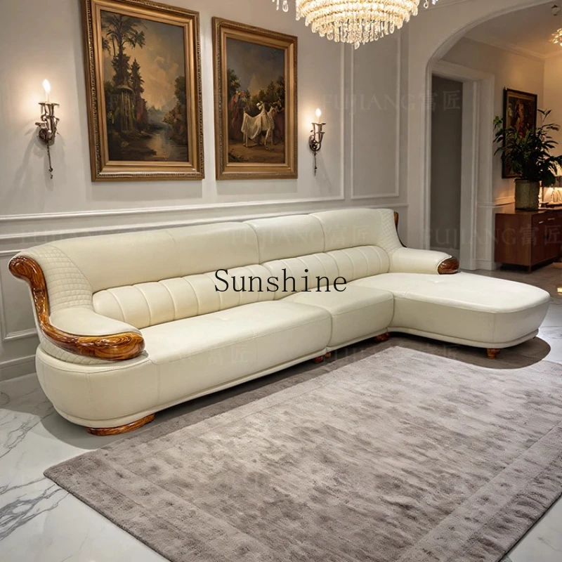 

Modern new Chinese ebony leather sofa corner princess living room combination