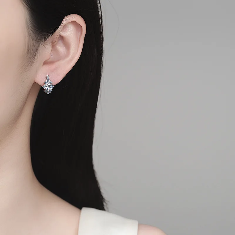 1.0 قيراط مويسانيتي U شكل الأذن أقراط مشبكية 100% 925 فضة مختبر الماس القرط للنساء غرامة مجوهرات حفل زفاف