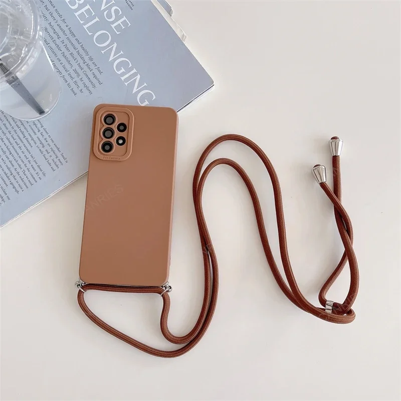 A 55 35 25 15 S 24 Crossbody Lanyard Case For Samsung Galaxy A55 A35 A25 A15 A05s S24 Plus Ultra 5g M34 Cord Silicone Back Cover