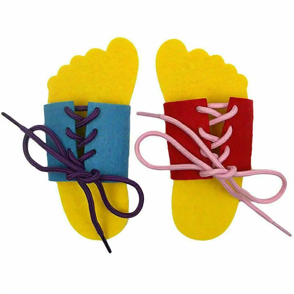 Learn To Lace Tie Lace Up Slippers Threading Toy Non Woven Shoe Accessories Practice Winding Shoelace Practice Slippers