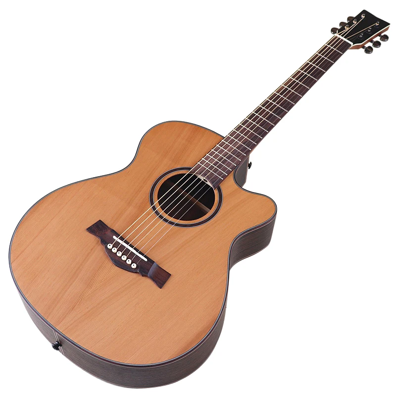 Matte Finish Acoustic Guitar 6 Strings 40 Inch Cutway Design Acoustic Guitar Solid Red Cedar Wood Top With EQ