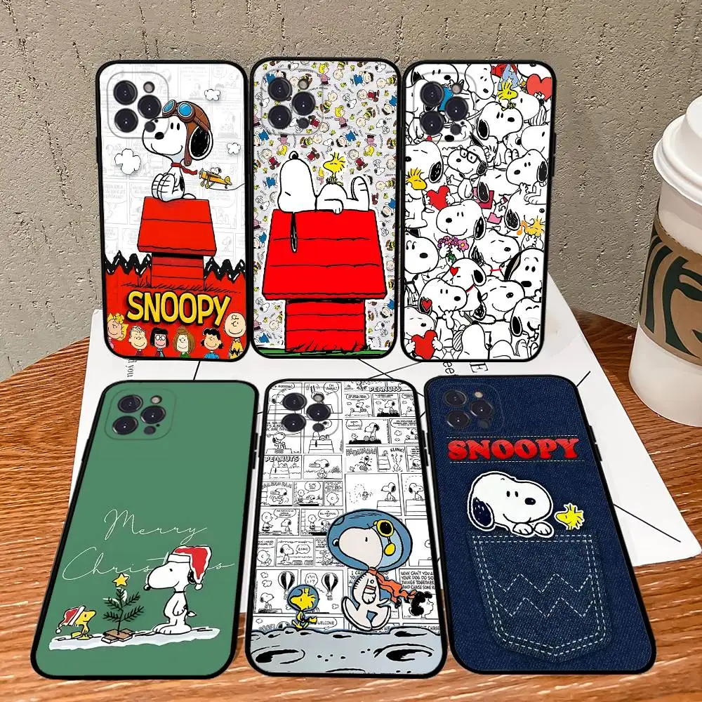 Cute Cartoon S-Snoopys Phone Case For iphone 17 16 15 16e 14 13 12 11 Pro Max Plus Case Cover Coque